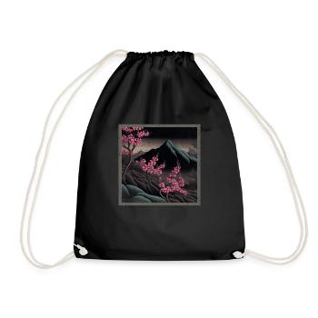 Temple japonais vintage des fleurs de cerisier Sakura - Sac de sport léger - noir - Devant