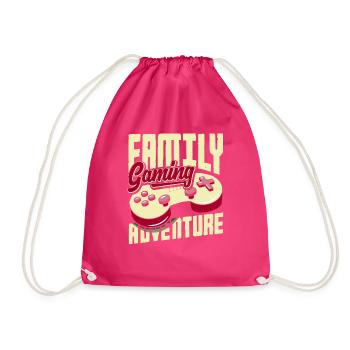 Family Gaming Adventure Fathers Day Gamer - Drawstring Bag - fuchsia - Front