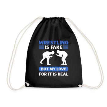 Wrestling is wrong, but my love for it is - Drawstring Bag - black - Front