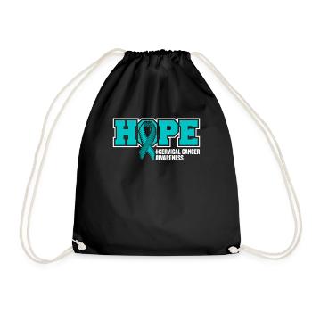 Hope #Gebärmutterkrebs consciousness. - Drawstring Bag - black - Front
