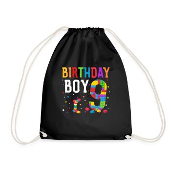 Birthday child building blocks 14 years old - Drawstring Bag - black - Front