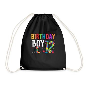 Birthday child building blocks 10 years old - Drawstring Bag - black - Front