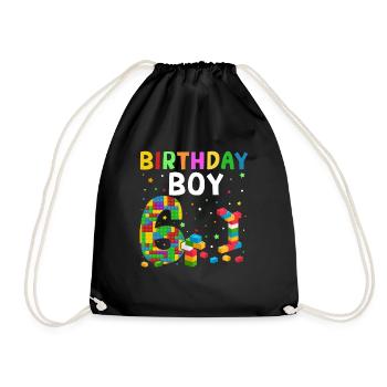 Blocs de construction enfant anniversaire 6 ans - Sac de sport léger - noir - Devant