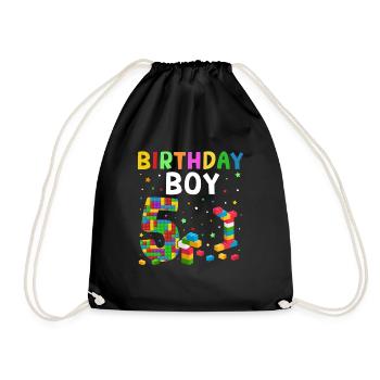 Birthday child building blocks 5 years old - Drawstring Bag - black - Front