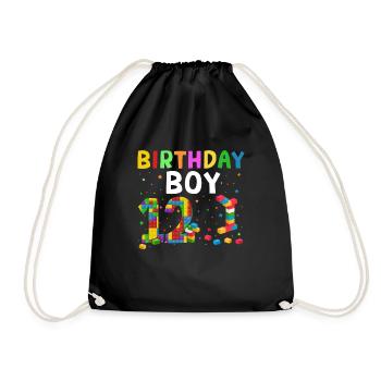 Birthday child building blocks 10 years old - Drawstring Bag - black - Front