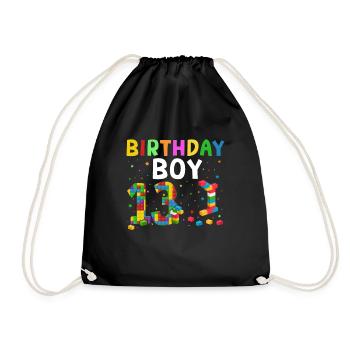 Birthday child building blocks 10 years old - Drawstring Bag - black - Front