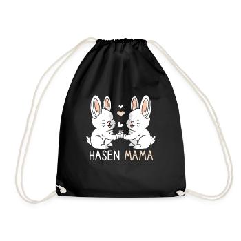 Hasen Mama Motiv Niedliches Häschen Motiv Für - Turnbeutel - Schwarz - Vorne