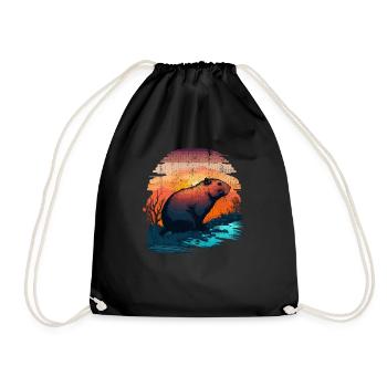 Capybara Wildlife Retro Vintage Funny Pet Lover - Sac de sport léger - noir - Devant