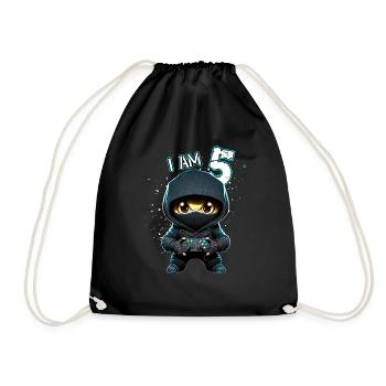 Children birthday 5 years - video games and gamers - Drawstring Bag - black - Front