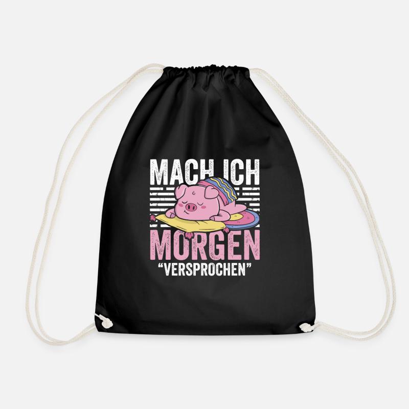 Mach ich Morgen Faulenzer - Turnbeutel - Schwarz