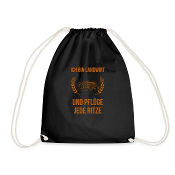 Agricultural Saying Tractor Funny Farmer - Drawstring Bag - black - Front