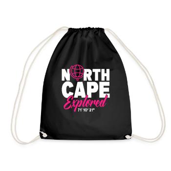 Nordkap/ North Cape team Round trip design - Drawstring Bag - black - Front