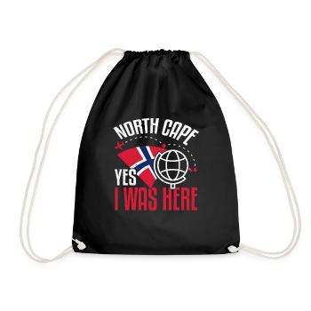 Nordkap/ North Cape team Round trip design - Drawstring Bag - black - Front