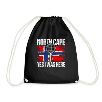 Nordkap/ North Cape team Round trip design - Drawstring Bag - black - Front