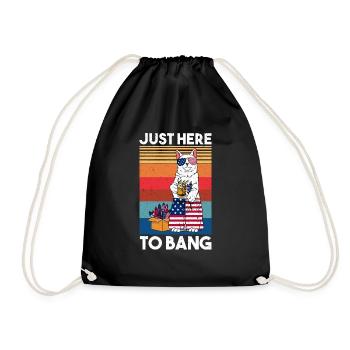 Just Here To Bang Feuerwerk Katze Amerika Bier - Turnbeutel - Schwarz - Vorne