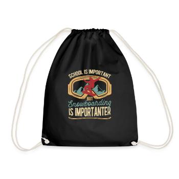 School is important, but snowboarding is still - Drawstring Bag - black - Front