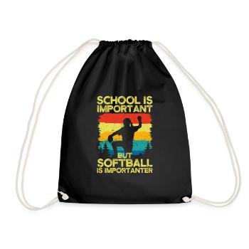School is important, but softball is more important - Drawstring Bag - black - Front