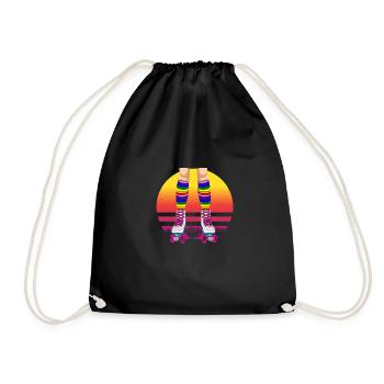 Inline Skate Gift Rollskates Roller 70s - Drawstring Bag - black - Front