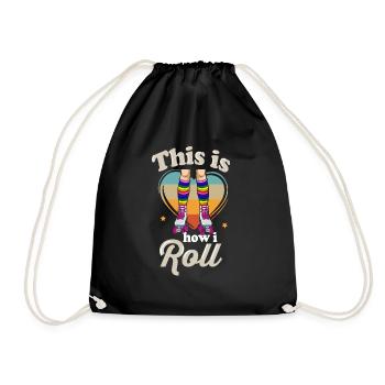 Inline Skate Gift Rollskates Roller 70s - Drawstring Bag - black - Front