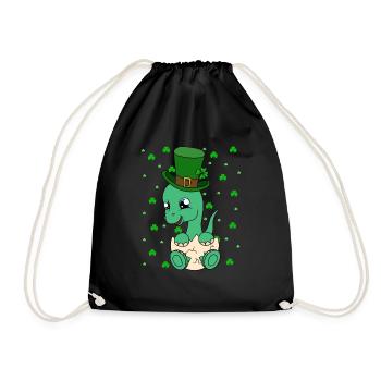 Dinosaur St. Patrick's Day Dino - Drawstring Bag - black - Front