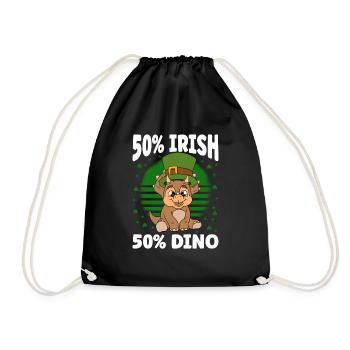 Dinosaur St. Patrick's Day Dino - Drawstring Bag - black - Front