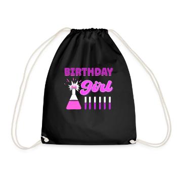 Fille d’anniversaire. Fête d’anniversaire Science - Sac de sport léger - noir - Devant