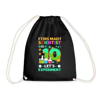 This mad scientist is 10 years old - Drawstring Bag - black - Front