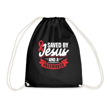 Saved by Jesus and a pacemaker. - Drawstring Bag - black - Front