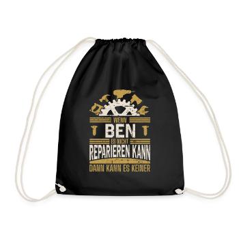 Ben Name Geschenk Geburtstag - Turnbeutel - Schwarz - Vorne