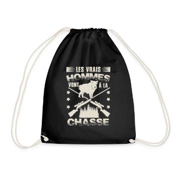 Chasse Homme Humour Chasseur Sanglier - Sac de sport léger - noir - Devant