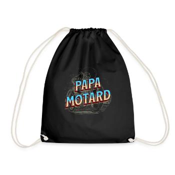 Papa Motard idée cadeau Passion moto humour - Sac de sport léger - noir - Devant