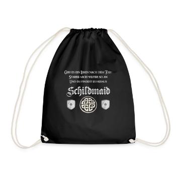 Schildmaid Wkingerin | Nordische Wikinger Sprüche - Turnbeutel - Schwarz - Vorne