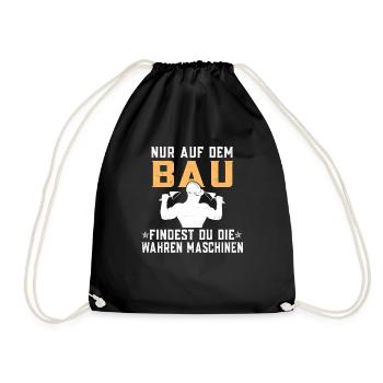 Bau Baustelle Bauarbeiter Maschinen Maurermeister - Turnbeutel - Schwarz - Vorne