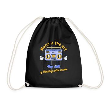 Music Is The Art Of Thinking With Sounds Retro - Drawstring Bag - black - Front
