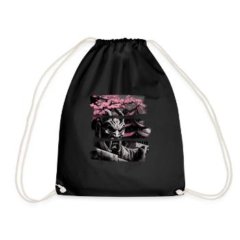 Vintage Japanese Sakura Cherry Blossom Temple - Drawstring Bag - black - Front