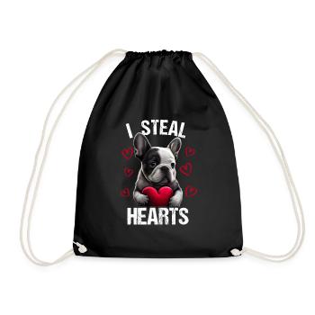 Je vole des cœurs chien Frenchie français bulldog - Sac de sport léger - noir - Devant