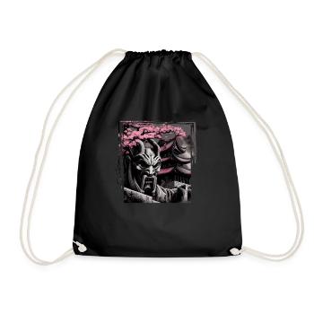 Vintage Japanese Sakura Cherry Blossom Temple - Drawstring Bag - black - Front