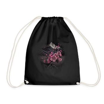 Temple japonais vintage des fleurs de cerisier Sakura - Sac de sport léger - noir - Devant