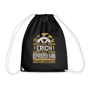Erich Name Geschenk Geburtstag - Turnbeutel - Schwarz - Vorne