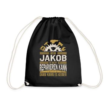 Jakob Name Geschenk Geburtstag - Turnbeutel - Schwarz - Vorne