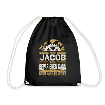 Jacob Name Geschenk Geburtstag - Turnbeutel - Schwarz - Vorne