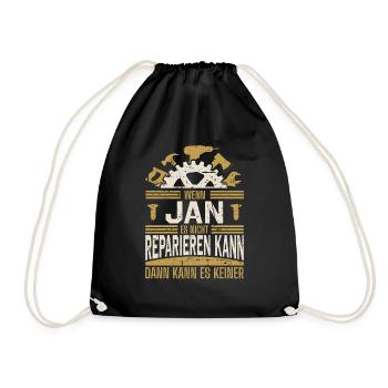 Jan Name Geschenk Geburtstag - Turnbeutel - Schwarz - Vorne