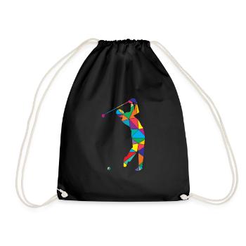 Golfers Polygon Golfer Golf - Drawstring Bag - black - Front