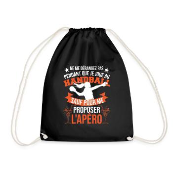 Handballeuse Handball Humour Apéro - Sac de sport léger - noir - Devant