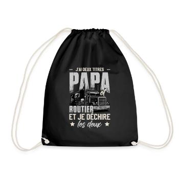 J'ai Deux Titres Papa Et Routier - Sac de sport léger - noir - Devant