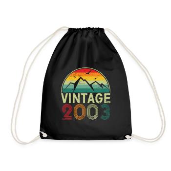 Classic Vintage 2003 20th Birthday 20 Year Old - Drawstring Bag - black - Front