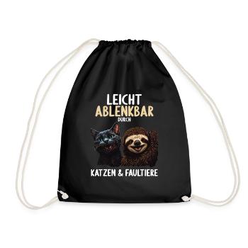 Leicht Ablenkbar durch Katzen Und Faultiere - Turnbeutel - Schwarz - Vorne