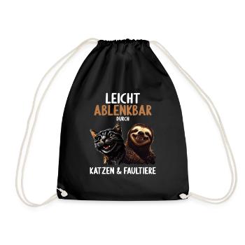 Leicht Ablenkbar durch Katzen Und Faultiere - Turnbeutel - Schwarz - Vorne