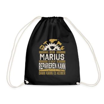 Marius Name Geschenk Geburtstag - Turnbeutel - Schwarz - Vorne