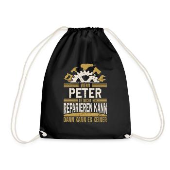 Peter Name Geschenk Geburtstag - Turnbeutel - Schwarz - Vorne